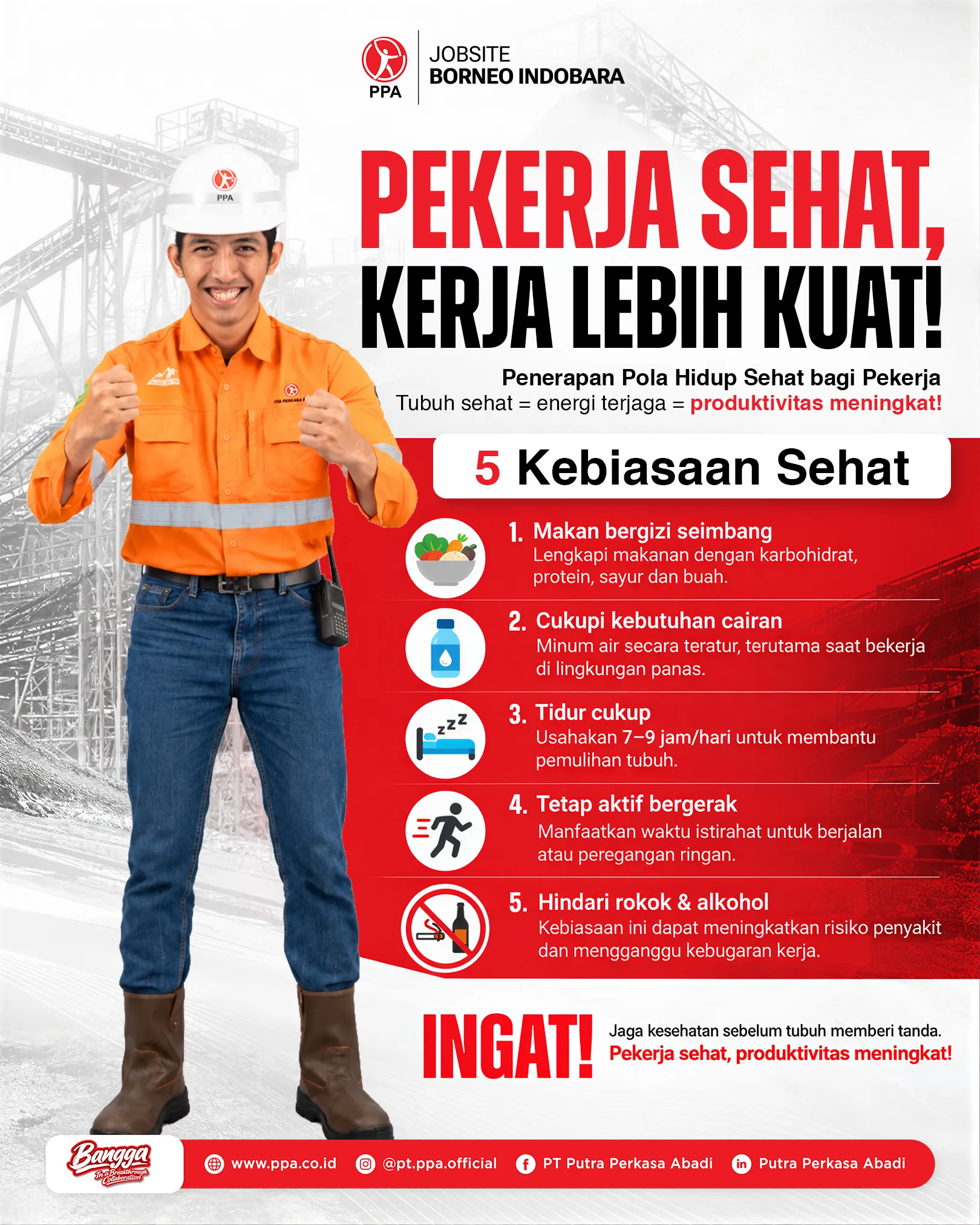 5 Kebiasaan Sehat Pekerja Tambang